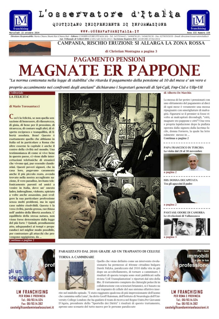 L'osservatore d'Italia edizione del 22 Ottobre 2014